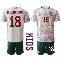 Mexiko Andres Guardado #18 Fußballbekleidung Auswärtstrikot Kinder WM 2022 Kurzarm (+ kurze hosen)